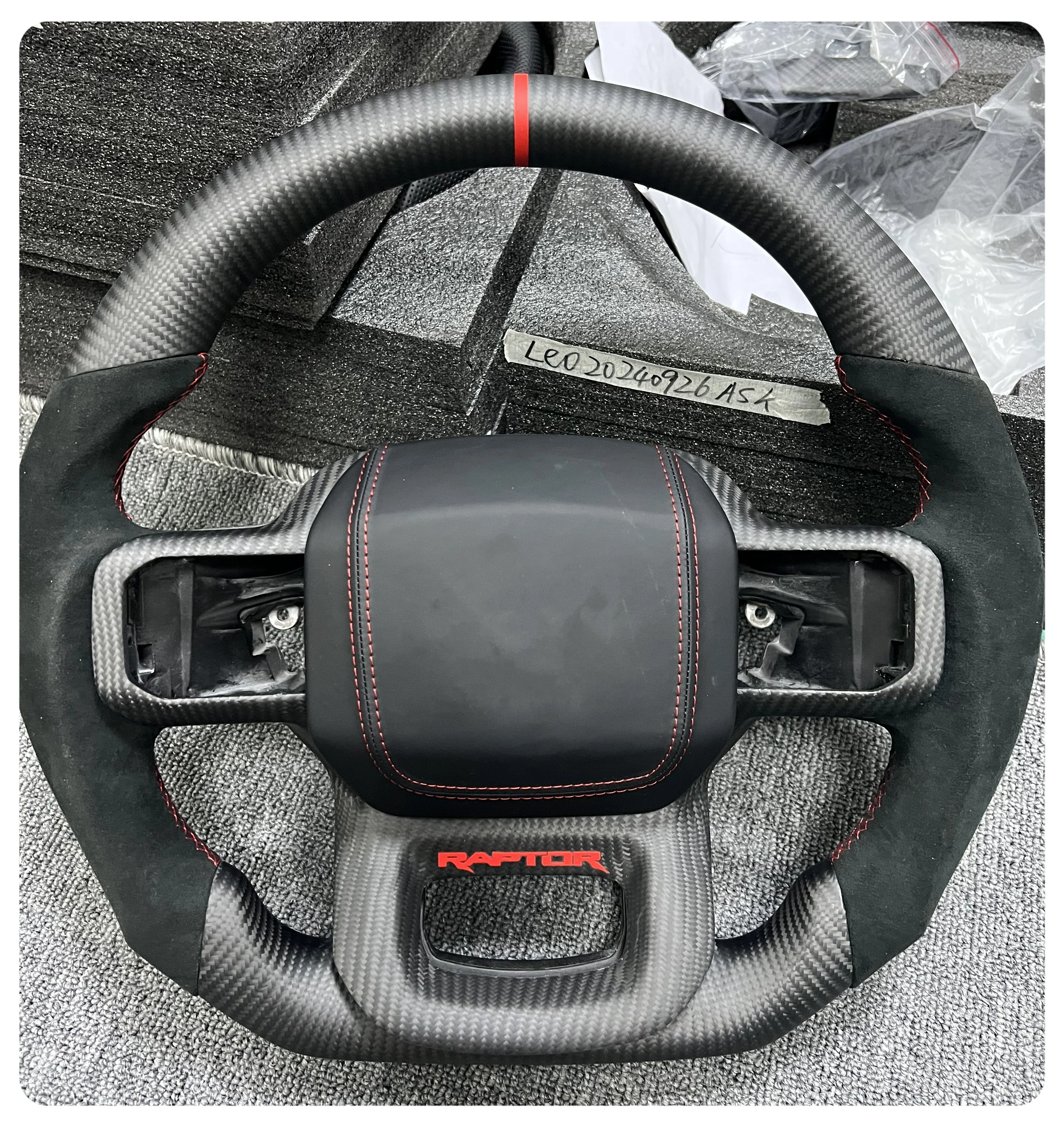 

For Ford Raptor F-150 2019 2020 2021 2022 2023 2024 LED Display Alcantara Suede Carbon Fiber Steering Wheel Automotive Interior