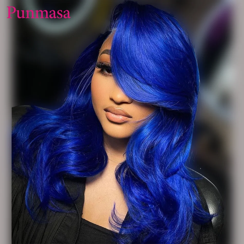 Punmasa Ocean Blue Body Wave 13x6 koronkowa peruka na przód dla kobiet 5x5 koronkowa peruka 13x4 ludzkie włosy peruka przezroczysta koronka PrePlucked 200%