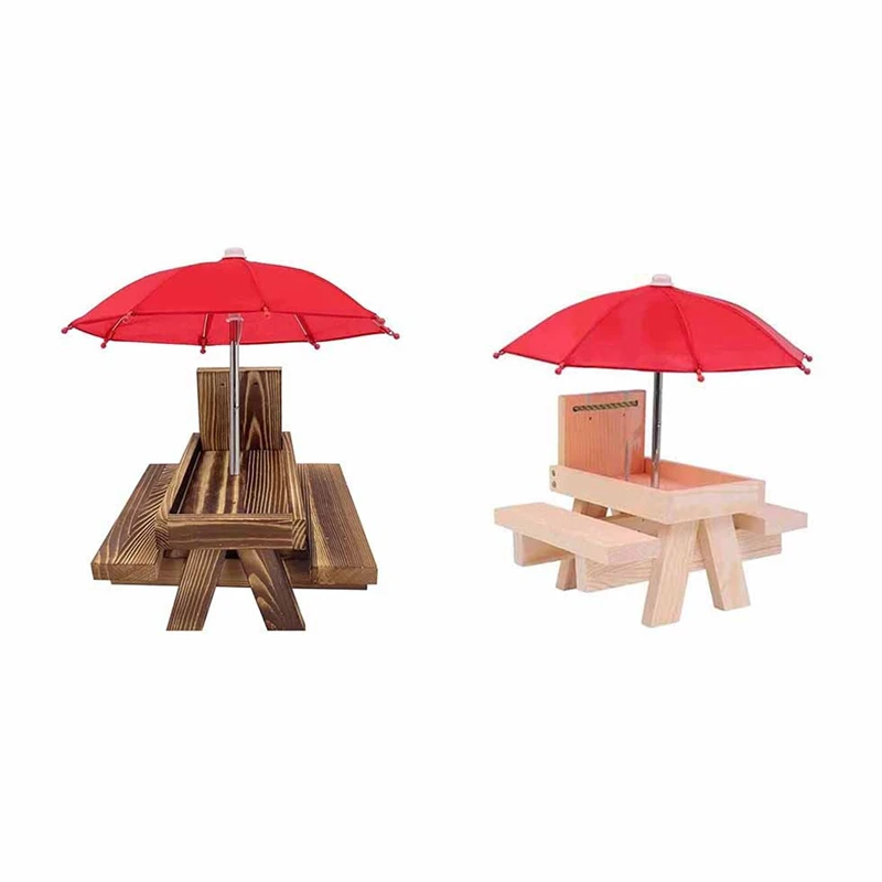 Squirrel Feeder Picnic Table With Umbrella,Wooden Squirrel Feeders For Outside,Cute Chipmunk Feeder+Solid Structure Easy To Use