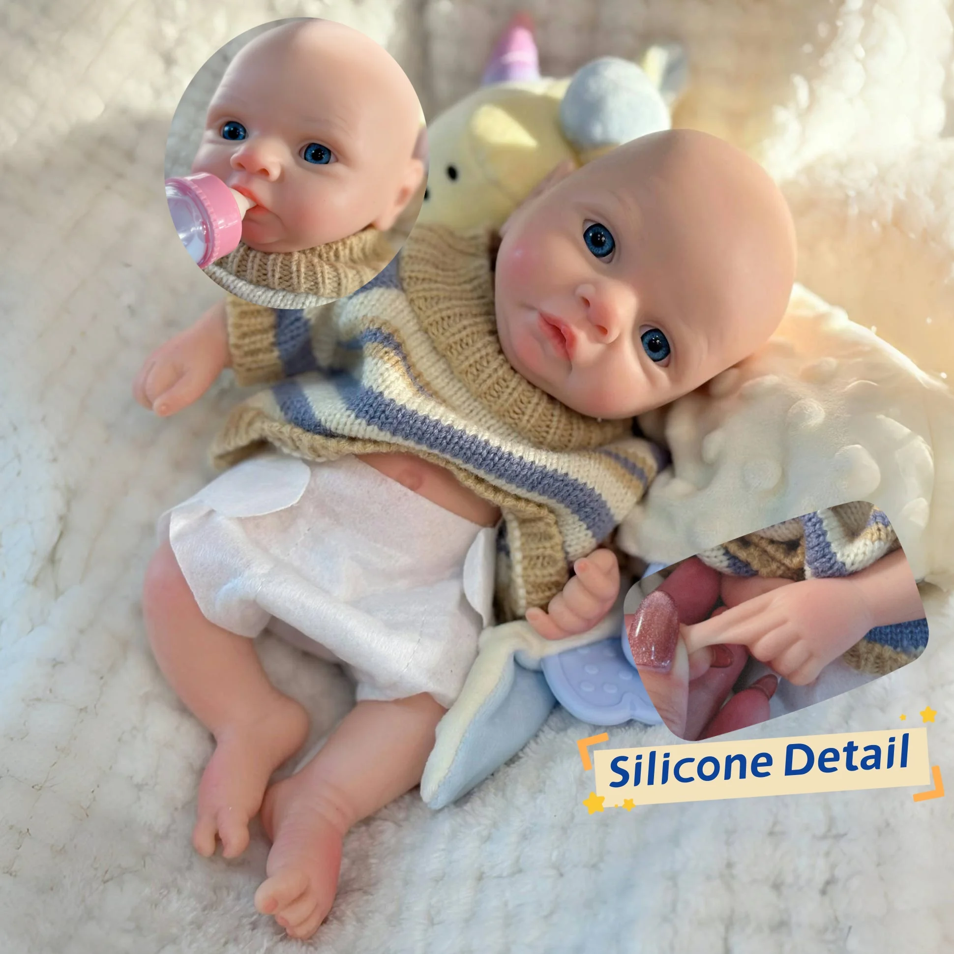 

25CM Silicone Boy Reborn Dolls Painted Full Body Soft Solid Silicone Newborn Baby Dolls For Gifts reborn de silicone real cuerpo