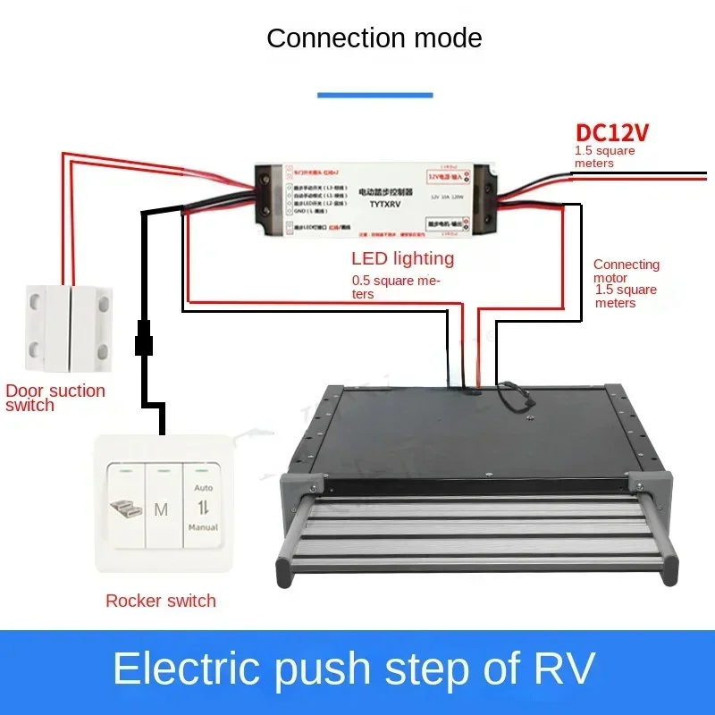 Car Flat Push Step Single Layer Shrink Step Trailer Get on the Car Welcome Aluminum Alloy Electric Folding Pedal with Light