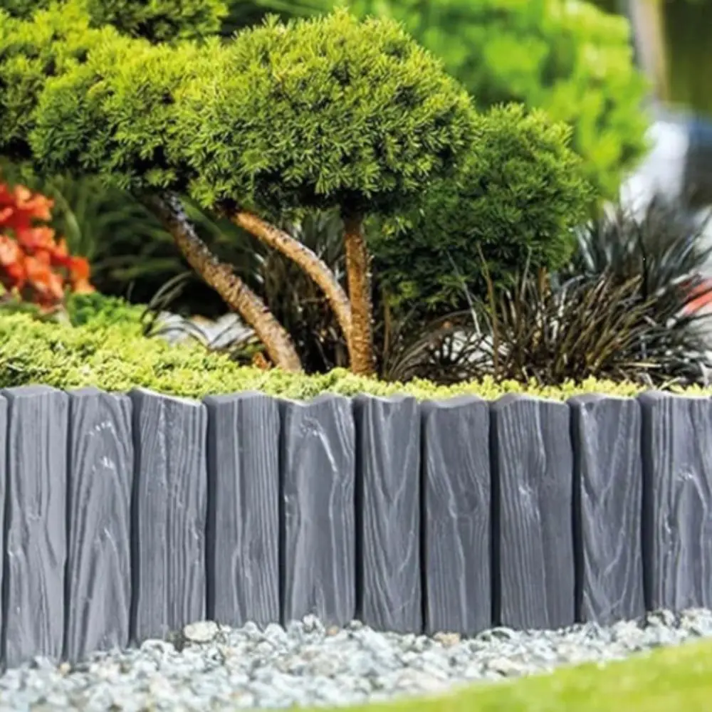 3pcs Plastic Material Garden Edging Border Imitation Stone Texture Interlocking Design Decorative Fence Panels Lightweight