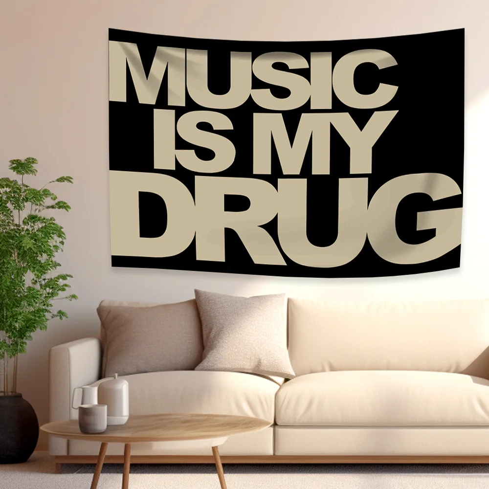 90X150 سنتيمتر الموسيقى هو المخدرات الموسيقى مجردة الكرتون الفن العلم نسيج الجدار الشنق غرفة نوم بار ديكور الغرفة الجمالية #4