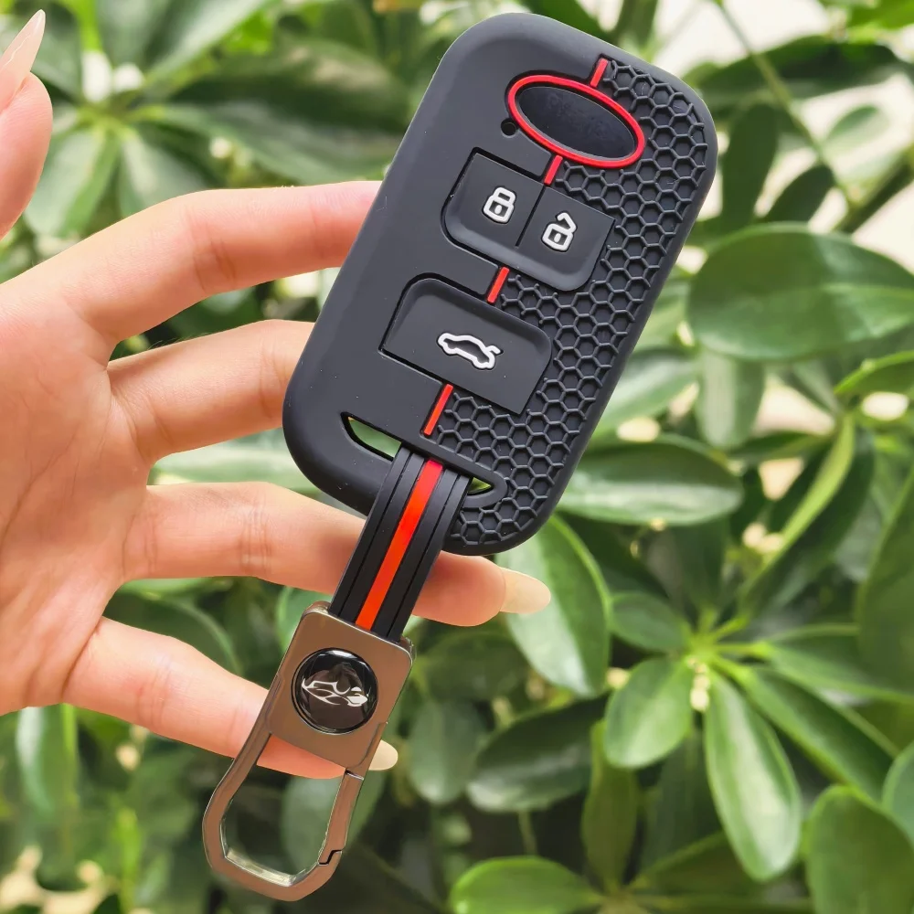 3 Buttons Silicone Key Case Shell Protection Keyless for Chery Tiggo 4 3 Tiggo 8 7 Arrizo 5 2020 2021 2022 Cover Key Chains Fob