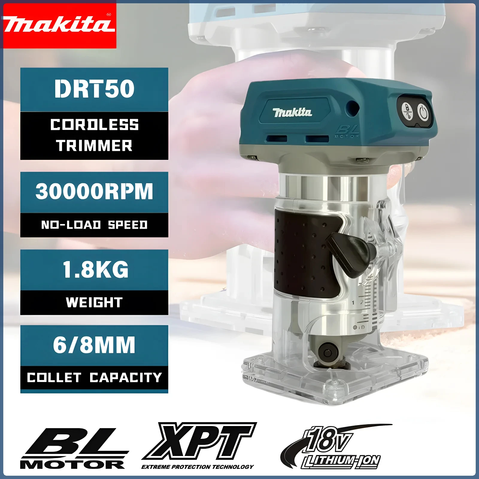 Makita – tondeuse sans balais DRT50 originale, Machine de découpage Rechargeable, outil de rainurage sans fil, fraisage, Machine de gravure sur bois