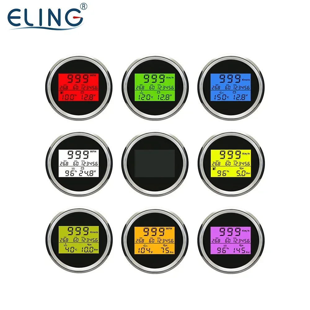 2026 Premium  ELING 85mm Digital GPS Speedometer with Tripmeter Odometer COG Waterproof Speed Gauge with 8 Colors Backli