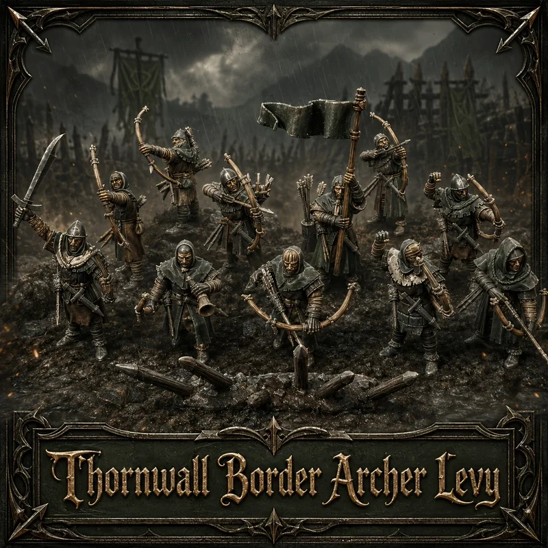Thornwall Border Archer Levy Premium Resin Set with Scatter Terrain Unpainted High Detail 3D Printed Medieval Bowmen