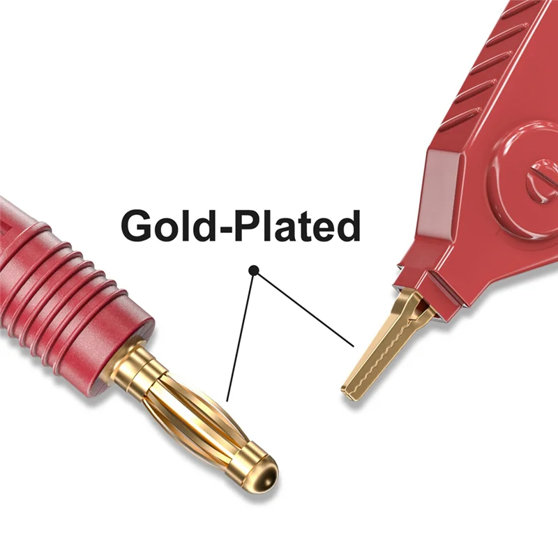ABMF-Meter Test Leads Terminal Kelvin Clips Cable Wires To 4Mm Banana Plugs Gold-Plated