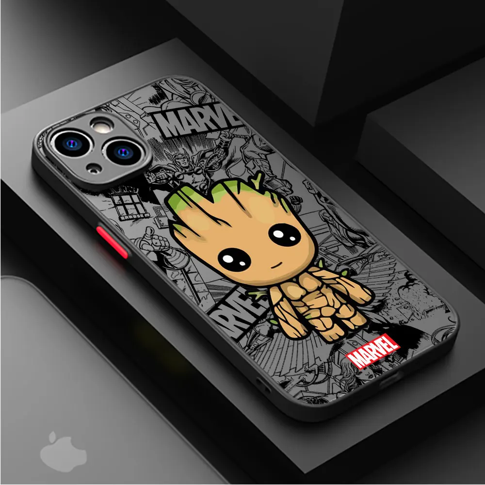 Capa rígida Marvel Groot Homem-Aranha para Xiaomi POCO X3 NFC X4 X5 F3 F4 F5 M3 M4 Pro Mi 13 12 11 10 Lite 12T 11T 10T Armadura PC Cover