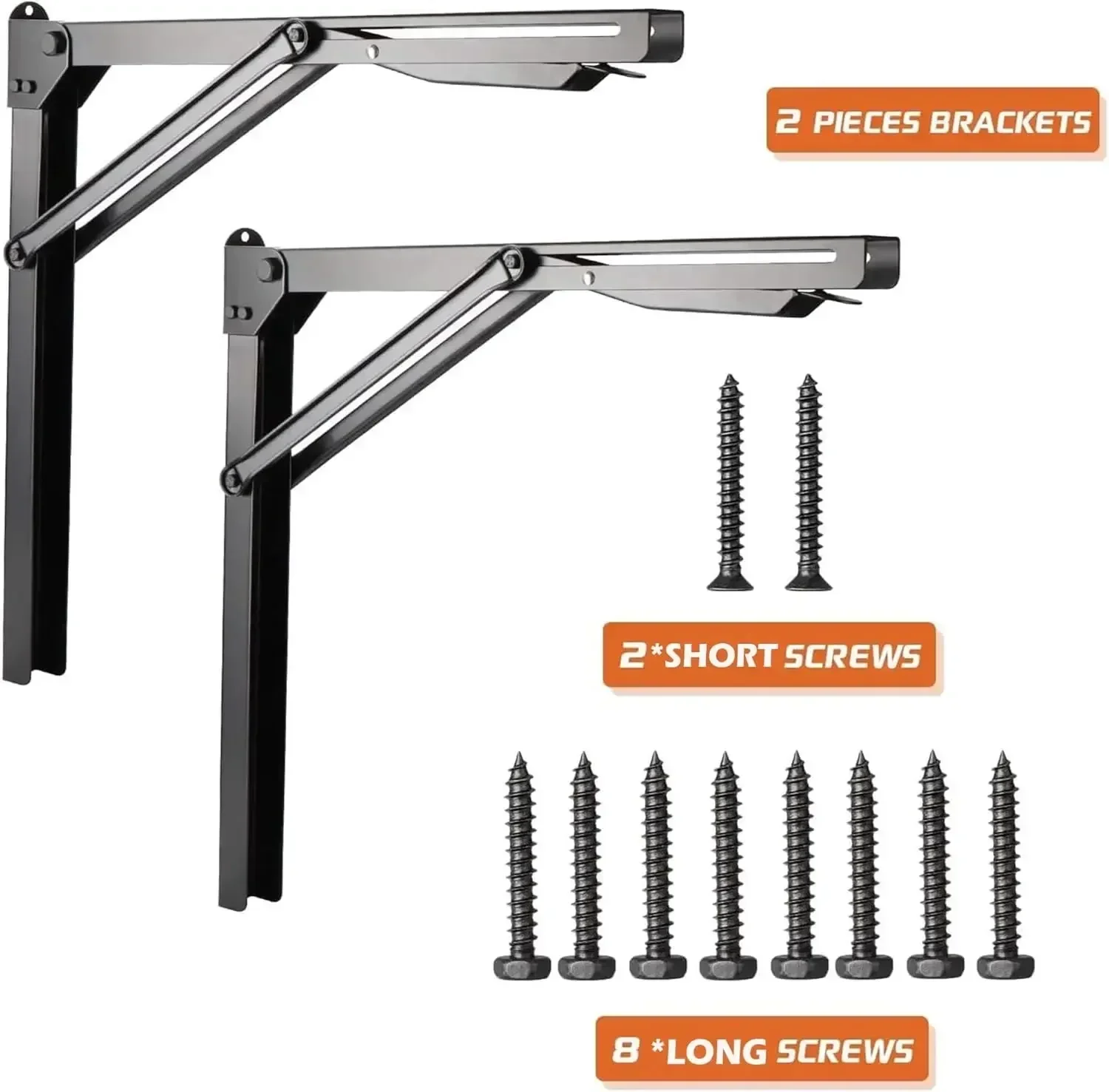 

[XMSJ] 24-дюймовые черные прочные складные кронштейны для полок, сверхмощный регулируемый стальной настенный складной кронштейн для полки, максимальная нагрузка