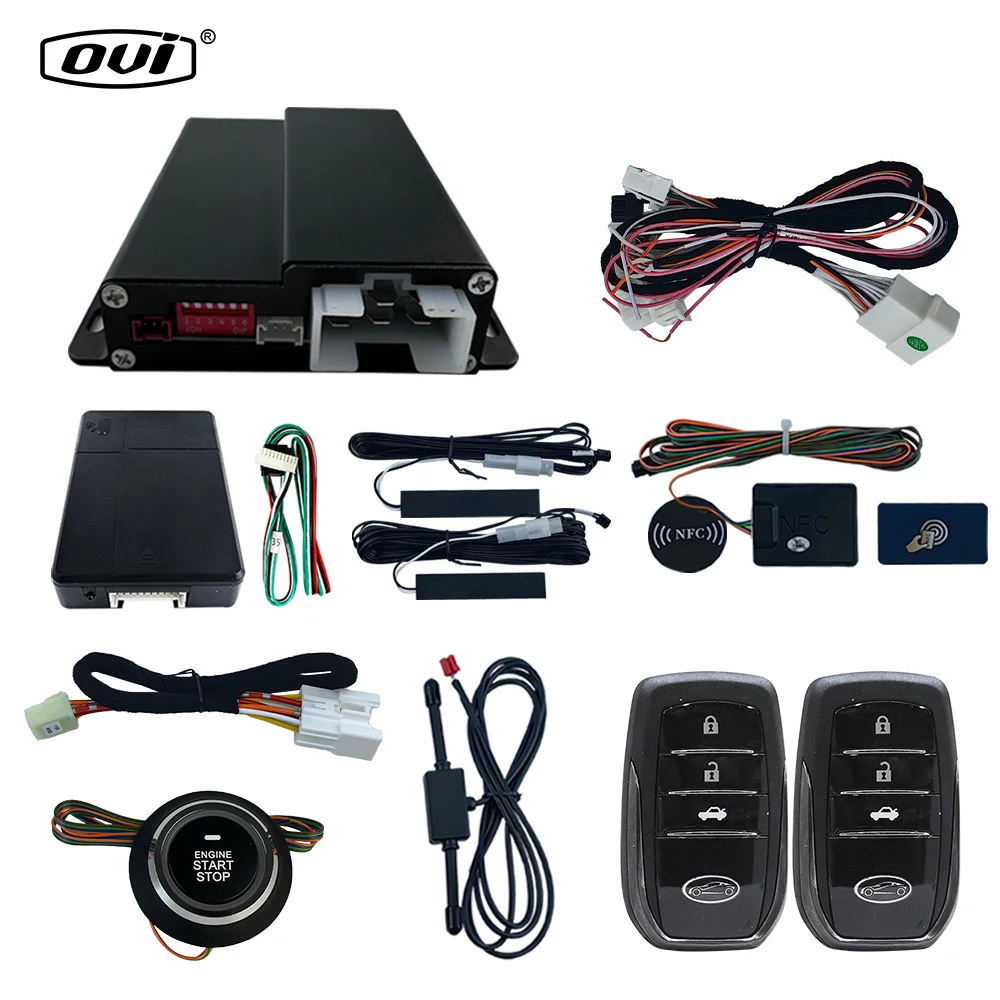OVI 8100 Smartphone CANBUS Control Push Button Start Kit Remote Start System PKE Car Alarm For Toyota Prado FJ Cruiser