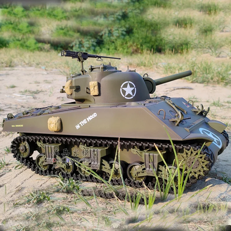 Grande RC Henglong Tanque Brinquedos para Crianças, Controle Remoto, Sherman, Multi Funcional, Simulação De Batalha, Modelo, Presente De Aniversário, M4A3