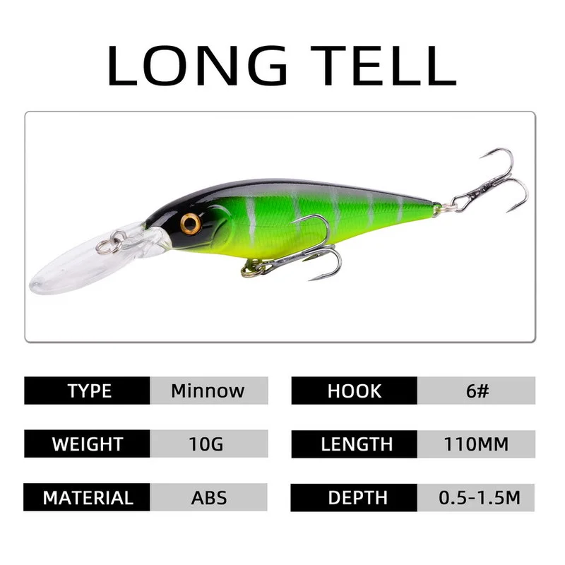 1PCS Minnow Fishing Lure 11cm 10g Floating Hard Bait Wobbler Bait Crankbait Carp Striped Bass Pesca Fishing Tackle SwimBait