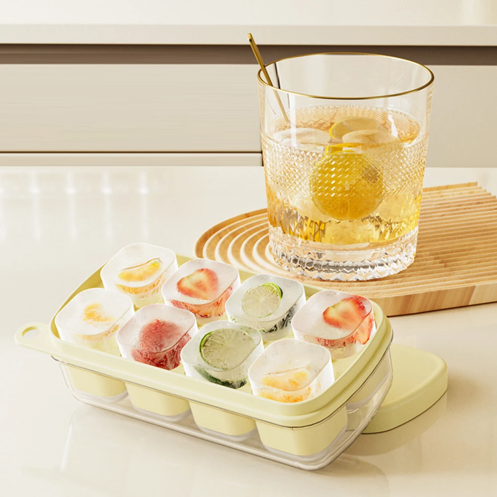 Press Ice Cubes Box With Storage Box Simple Using Ice Making Mould For Summer Drinking