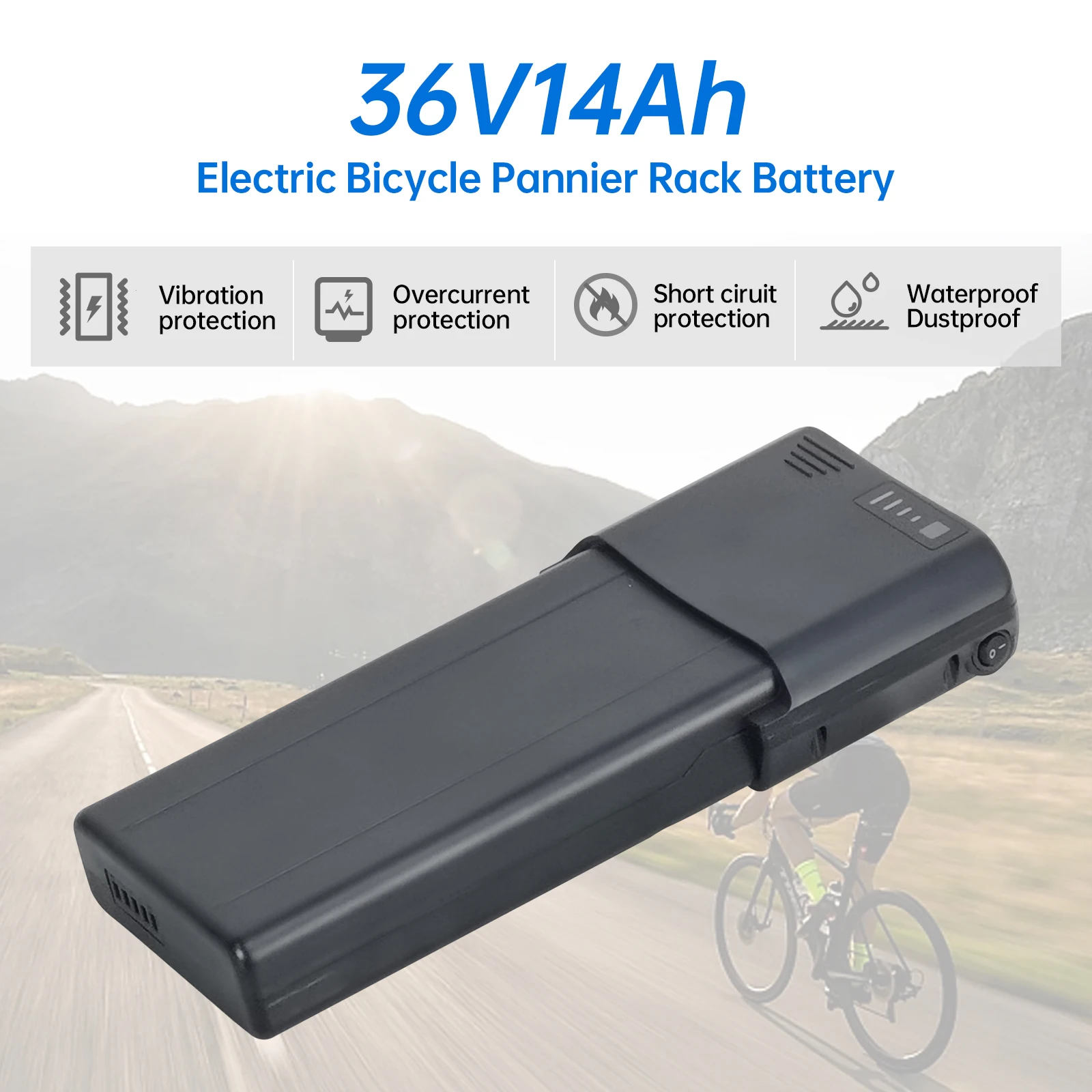 Rear rack ebike battery 36v 8.8ah 10.4ah 11.6ah 14ah electric bike batteries with BMS Charger 36v lithium ion akku for 350w 500w