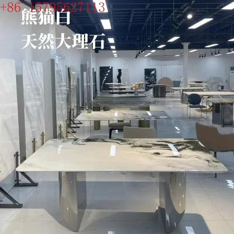 Natural marble dining table modern simple dining table restaurant rectangular luxury stone dining table chairs household9344