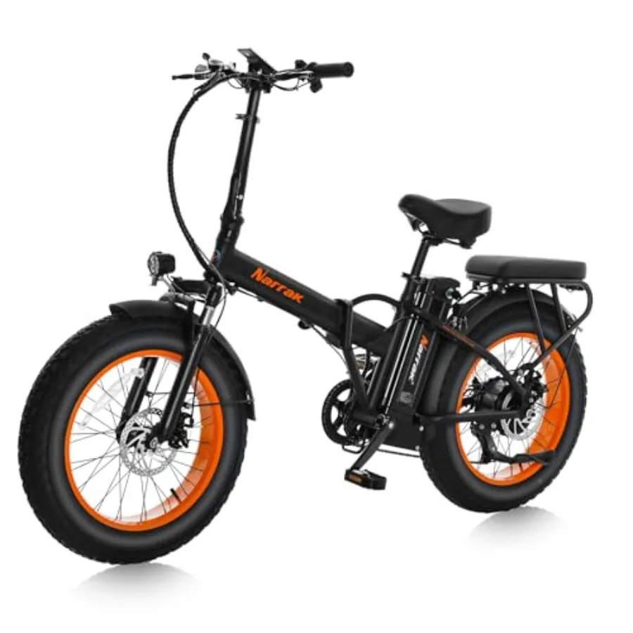 

Fat Tire Folding Electric Bike for urban commuting, aluminum alloy frame, black, 48V/624Wh removable battery with 1100W motor a