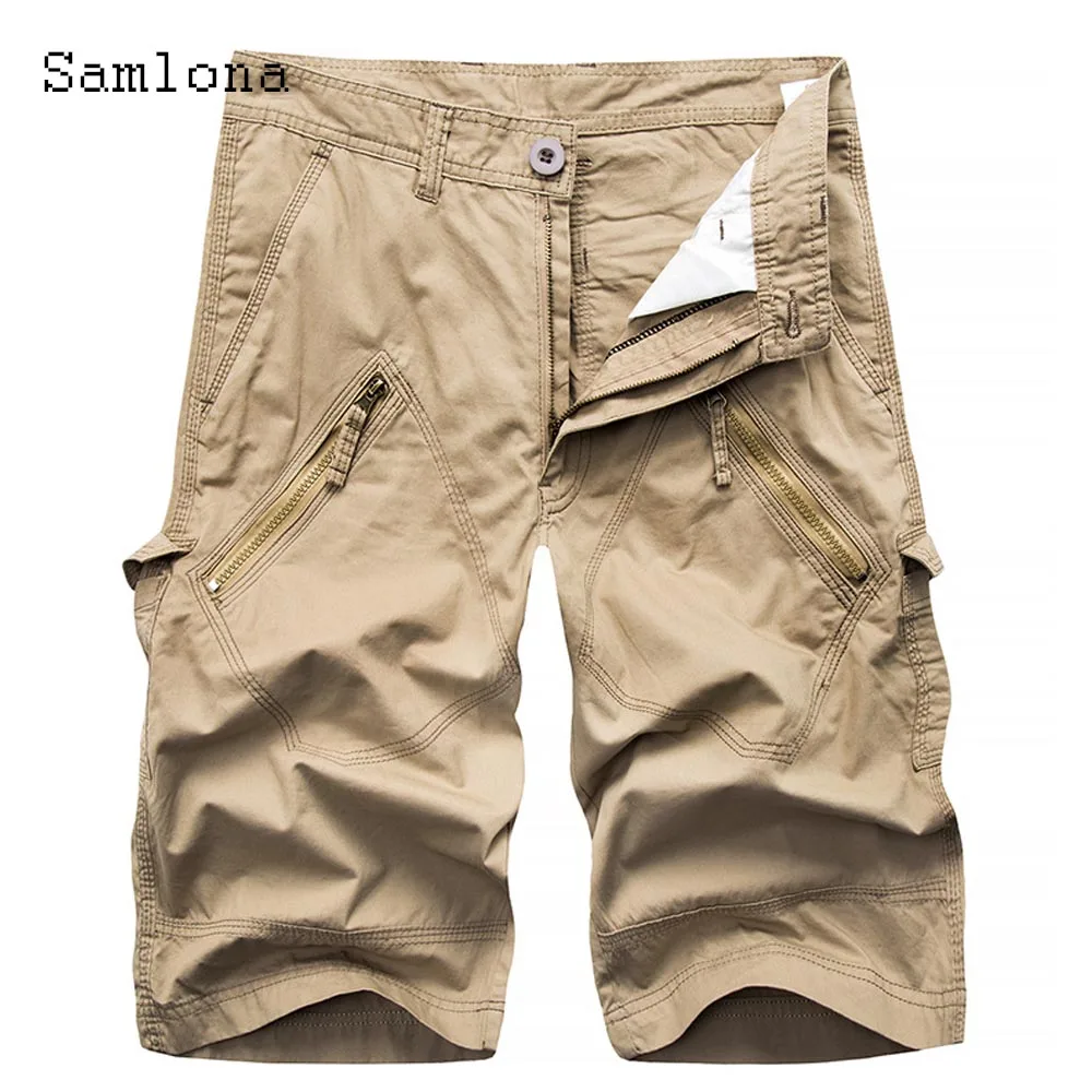 

Samlona Men Casual Knee-Length Pants 2023 Summer New Sexy Multi-zippers Shorts Plus size Male Fashion Safari Style Shorts hommes