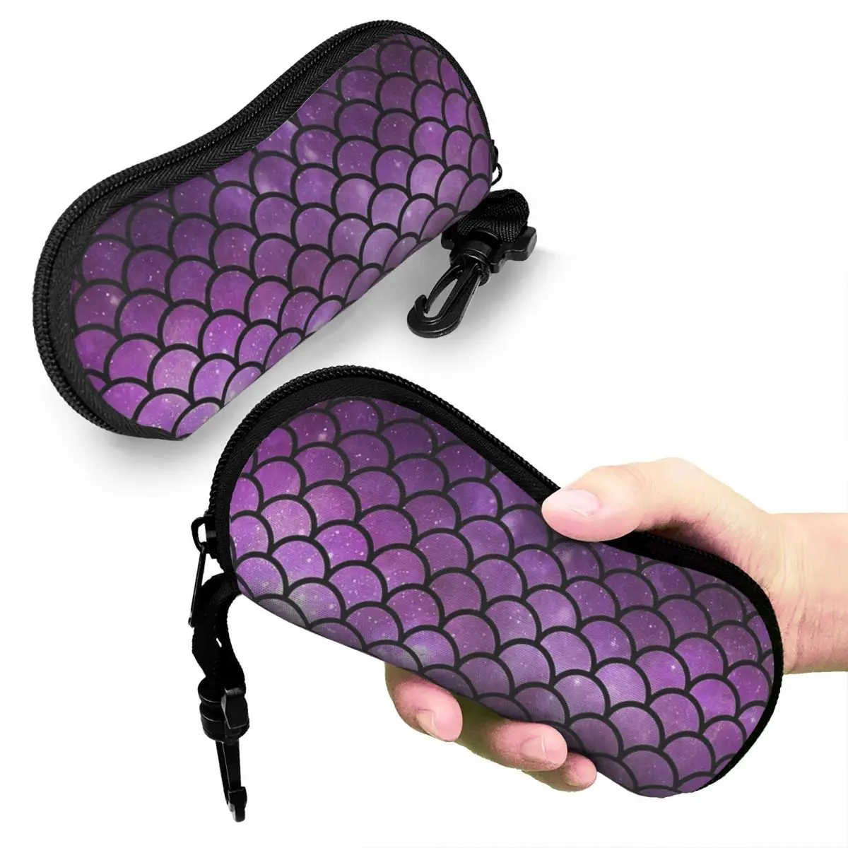 

Mermaid Tail Purple Shell Glasses Case Protective Sunglasses Box Women Men Soft Eyeglasses Bag Pouch