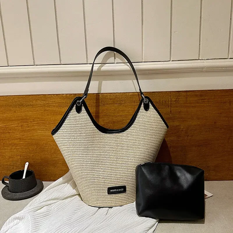 New Single Shoulder Casual Tote Bag High Appearance Level Large Capacity Underarm Travel Light Rural Style Mori Women Bucket Bag