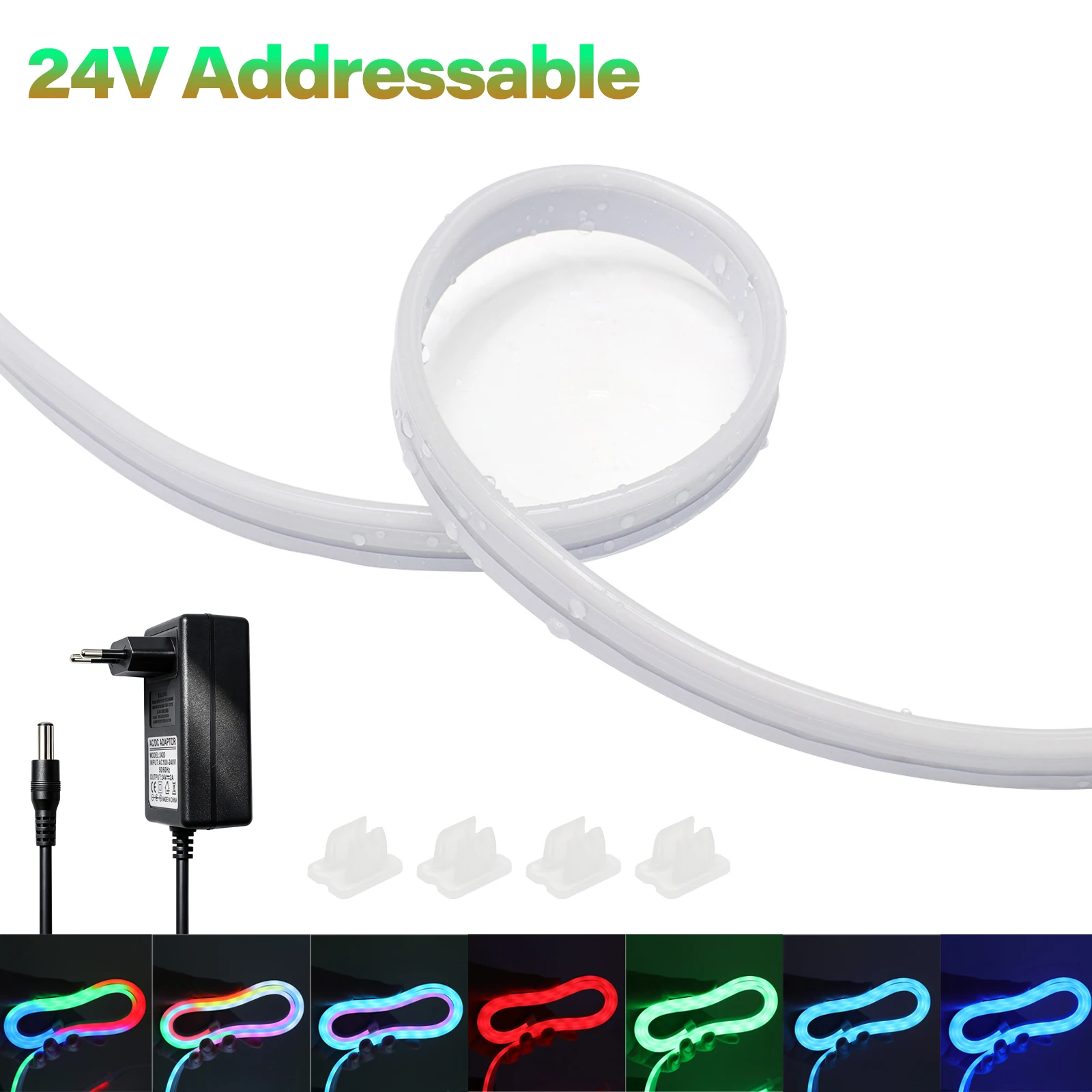 24v-ws2811-ip67-rgbic-ネオンledストリップライト-60個のled搭載、アドレス指定可能、多彩な色表現、防水、ネオンフレキシブルテープライト、5～20m、室内装飾用。