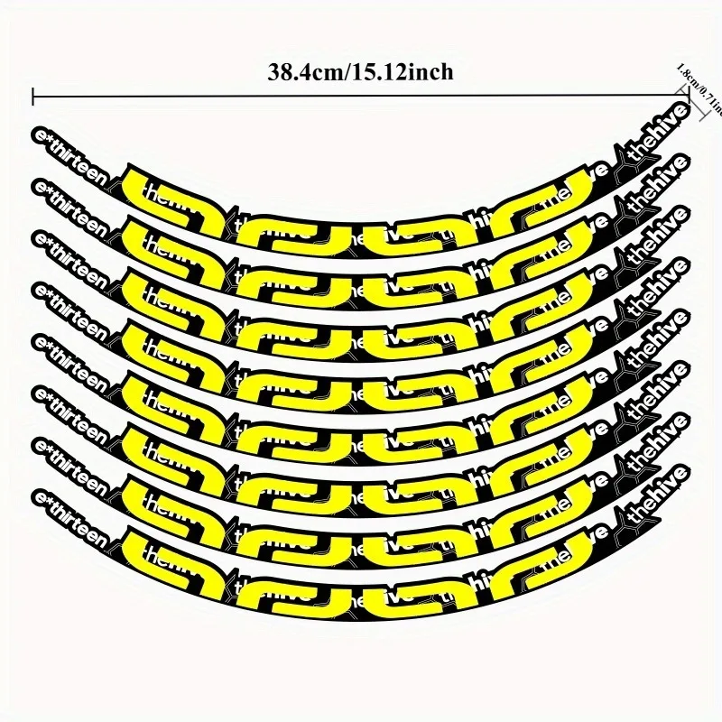 8-teiliger Mountainbike-Felgenaufkleber – 26-Zoll-Radsatz, rot/gelber Radaufkleber mit E13-Bolzenmuster für schwere Fahrradfelgenwickel