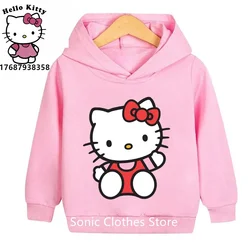 2024 New Cartoon Girls Hello Kitty Hoodies Kawaii Graphic Streetwear Fashion Funny Unisex Tops Anime Sweatshirts Female