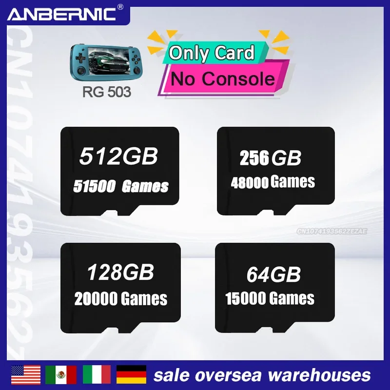 ANBERNIC  RG503 512GB  TF Card Built-in 66000+ Games Preloaded Games  for 512G 256G 128G 64G Handheld Game for Bag SD Card