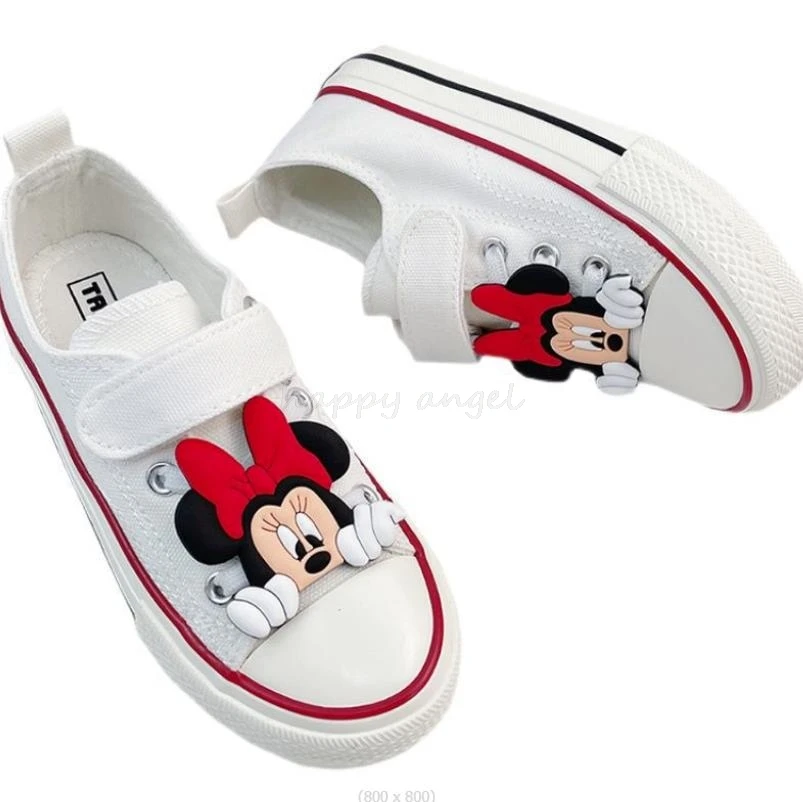 Kawaii Kids Canvas Shoes Disney Cartoon Mickey Minnie Sport Shoes Children Fashion Print Sneakers Shoes Boys Girls Tennis Shoes