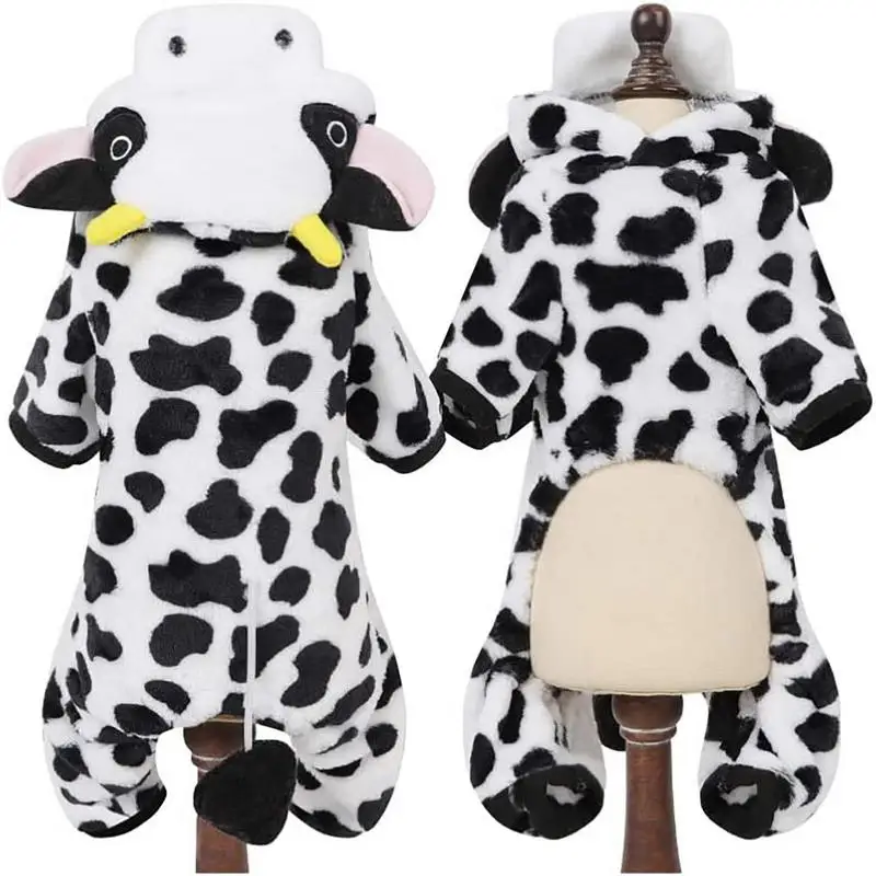 Halloween Dog Costume Cows Pet Dog Clothes For Small Breeds Dogs Pet Winter Comfortable Jumpsuits Puppy Cosplay Accessories For