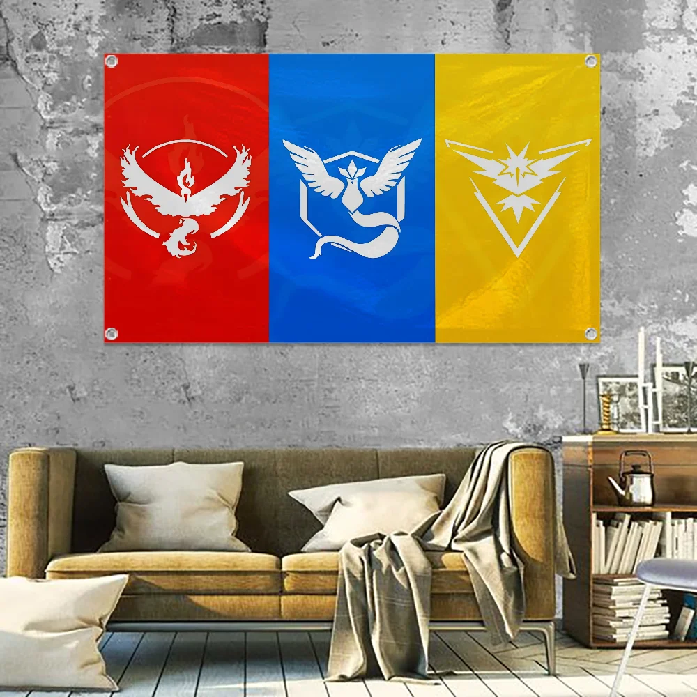 Hanging Flags Garden Flag Banner Room Decoration Wall Decor Tapestry Home Decoration Pokemons Go Game Flags for Bedrooms Garage