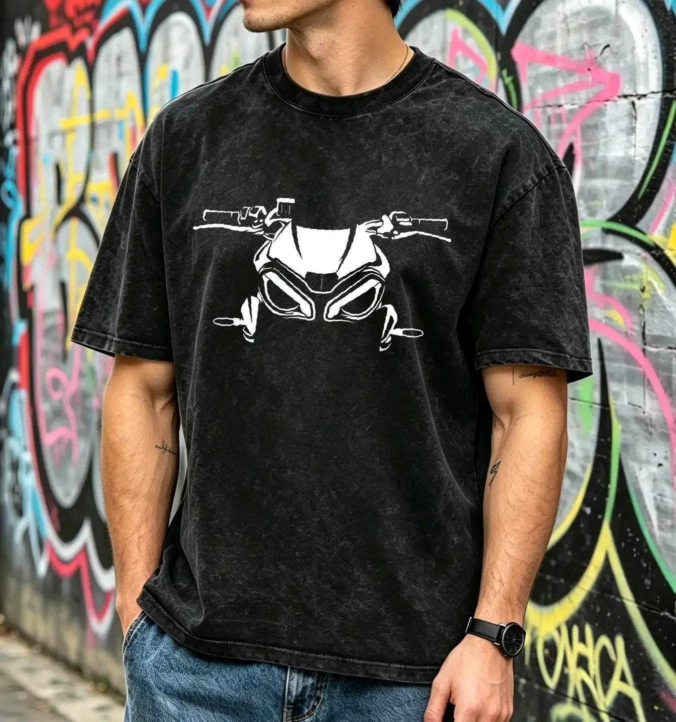 washed T Shirt For Street triple RS fans 765 Motorcycle vintage Washed graphic Slightly Stylish Soft Breathable
