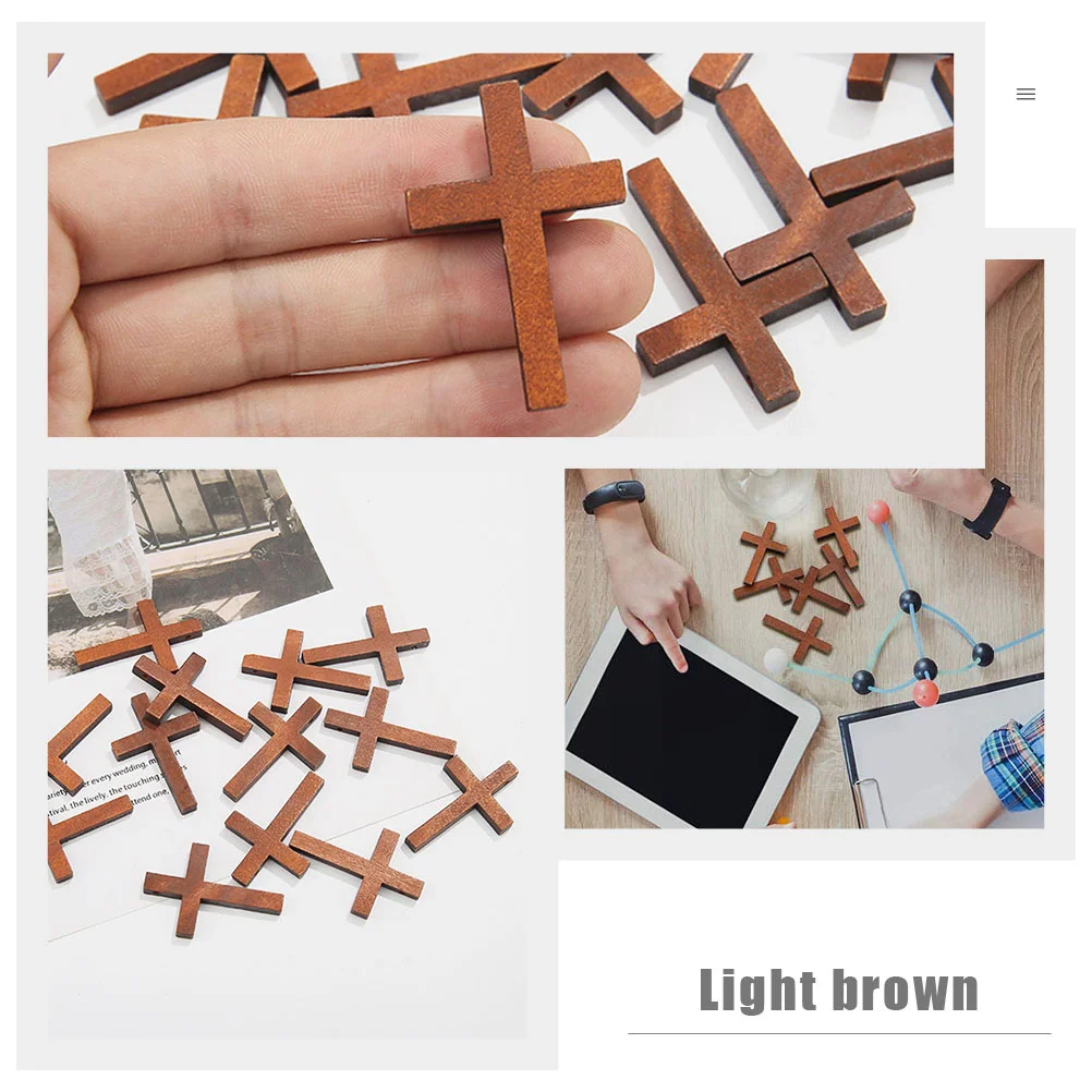 50 Pcs Bracelet Decors Cross Pendants Necklace Decorate Wood Supplies Accessories Man