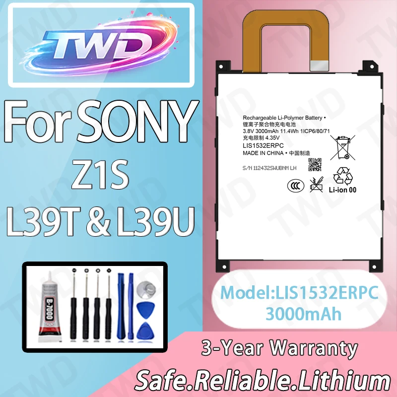 LIS1532ERPC Large capacity 3000mAh Battery For Sony Z1S/L39T/L39U Batteries New High Quanlity+Free Tools