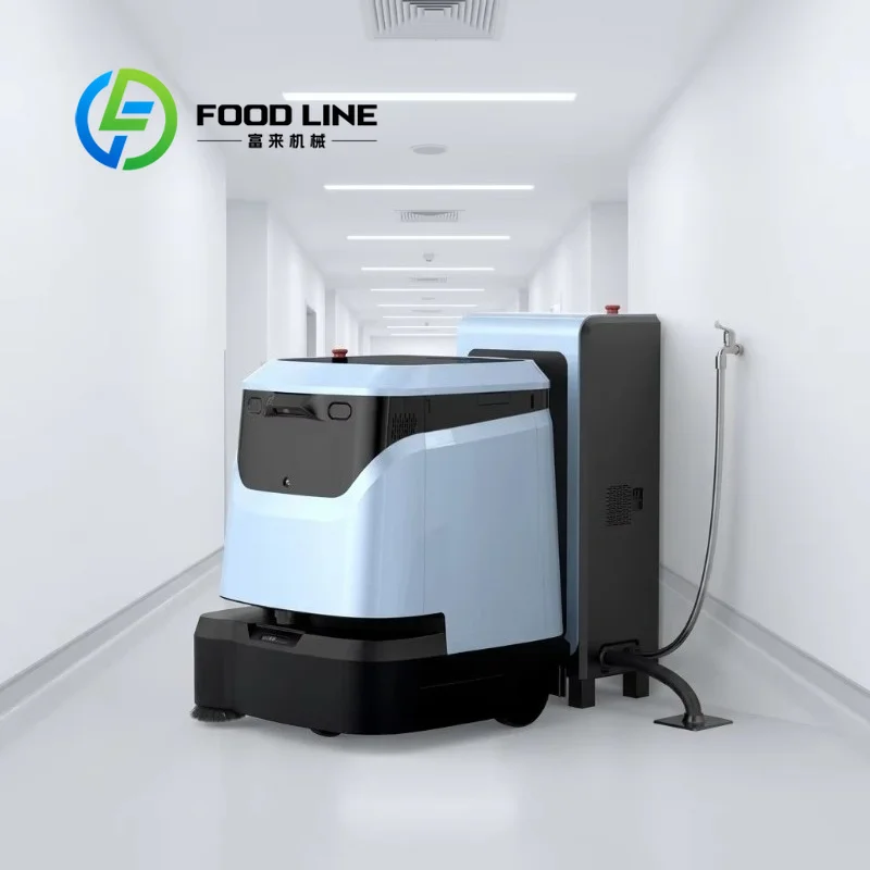 Commercial AI Office Cleaning Robot LDS SLAM+VSLAM Navigation App-Controlled IP6X Rated 2.5-5h Long Runtime Automatic Dirt