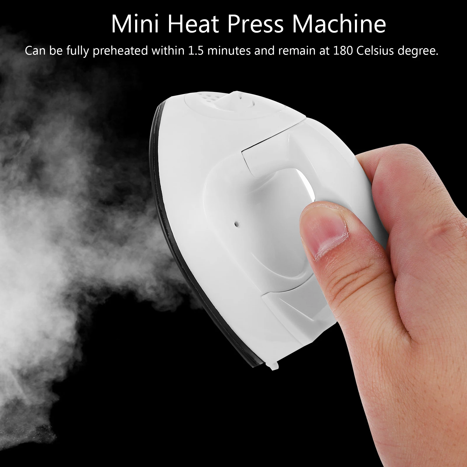 

Mini Iron Heat Press Machine for DIY Vinyl Rhinestone Melty Bead -Proof Plate Fast Heating Wave Handle