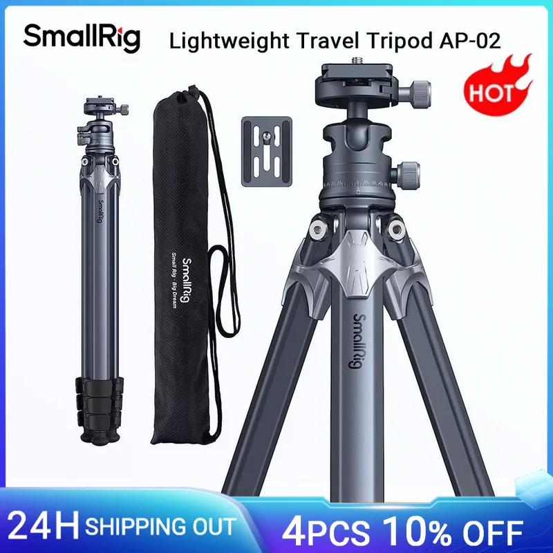 SmallRig Lightweight Travel Tripod AP-02 with Compact Structure 360° Ball Head Quick Release Plate Travel Bag for Sony for DSLR