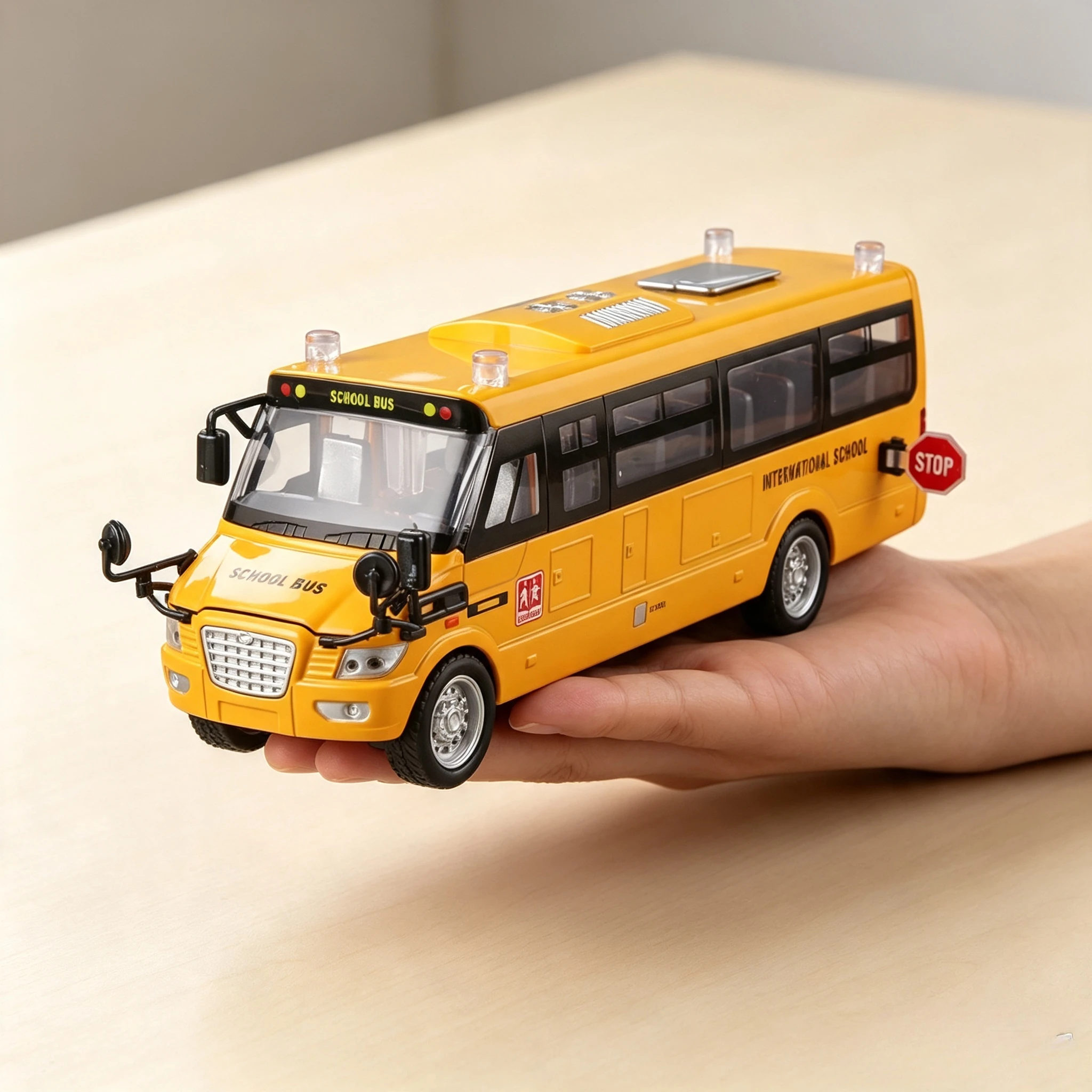 Bus Car Toy Educational Pull Back School Bus Toy Inertia Sliding Campus Bus with Opening Doors for Boys Learning Gift