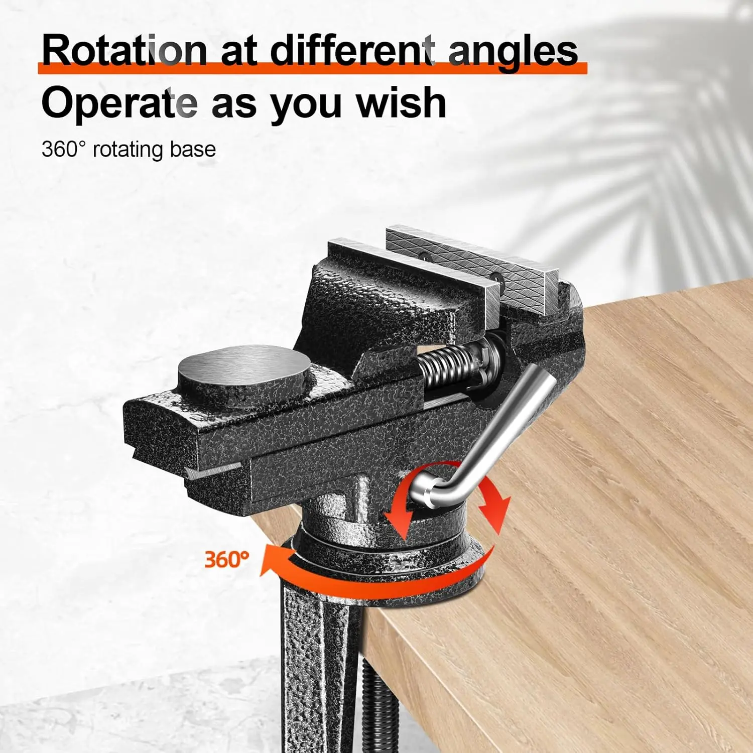 Professional 360 Rotation Clamp On Table Vise Heavy Duty Construction Versatile for Woodworking and Metalworking