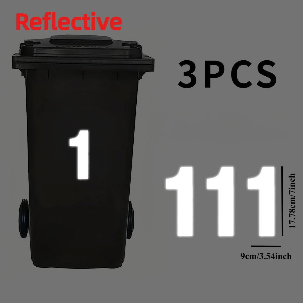 3 stks/vel 0 Tot 9 Nummer Reflecterende Bin Stickers Waterdicht voor Dumpster Garage Kantoor Parkeren zelfklevende Vinyl Decals