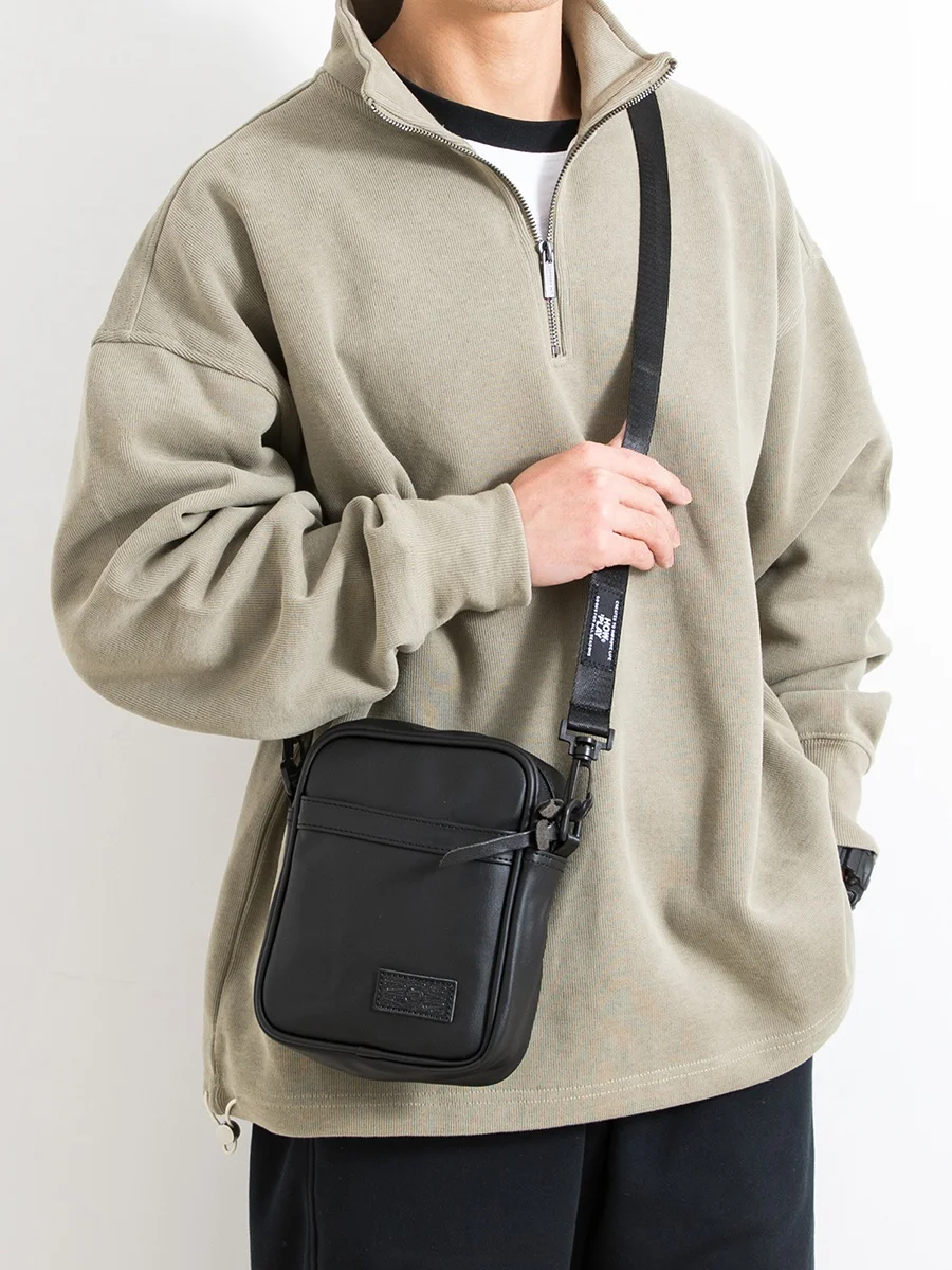 

Trendy Street Sle Soft PU Leather Men's Phone Bag Small Crossbody Bag Versatile Casual oulder Bag for Youth in Ins Sle