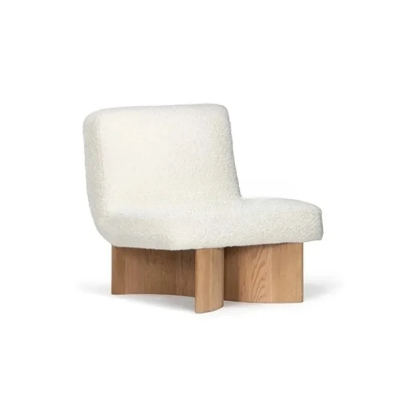 JJSolid Wood Sofa Chair Medieval Leisure Modern Simple Household Lamb Wool Single ChairAsmt52