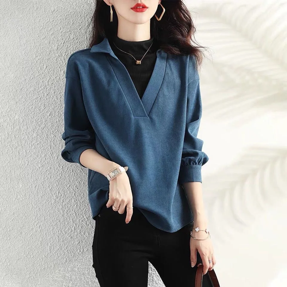 

Women Spring Autumn Fake Two Pieces Blouses Shirts Lady Casual Long Sleeve Turn-down Collar Patchwork Blusas Tops ZZ2189