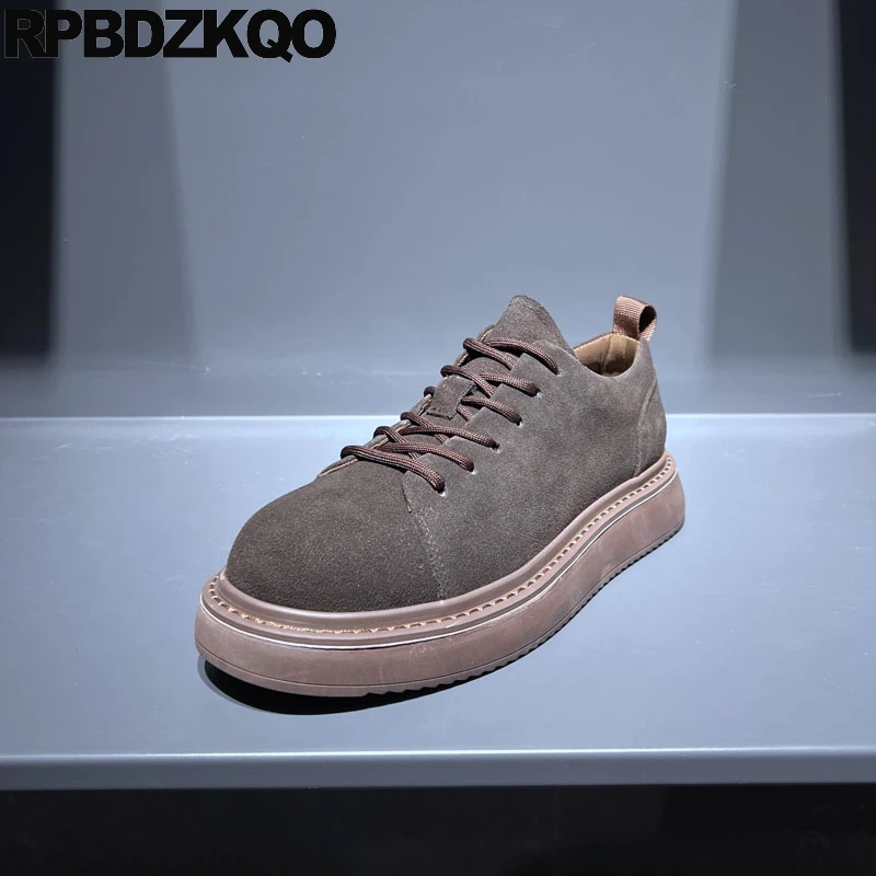 Shoes Nubuck Outdoor Spring 2023 Men Lace Up Genuine Leather Brown Durable Tan Work Flats Round Toe Slip Resistant Casual Autumn