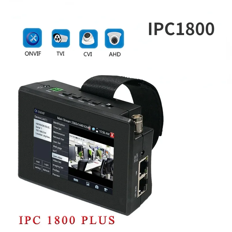 

HD IPC-1800 4K H265 IP Camera Tester 8MP AHD TVI CVI CVBS CTV Wrist CCTV Camera Tester Monitor With Ptz Control Rapid ONVIF POE