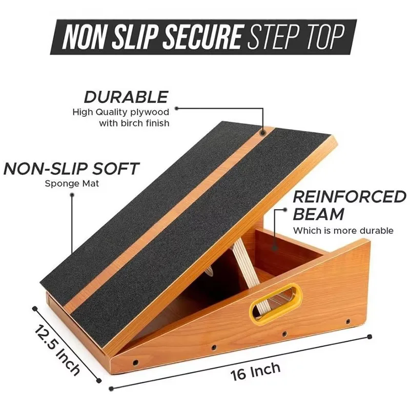 Custom Adjustable Professional Wooden Slant Board, Calf Stretcher for Leg Muscle Stretch Fitness Rehabilitation