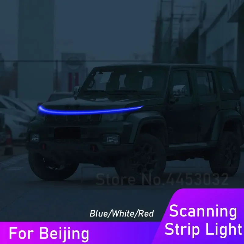 LED Strip Car Hood Light DRL For Beijing bj40 x7 x5 bj60 bj80 12V Scanning Effect Daytime Running Lamp Accessories