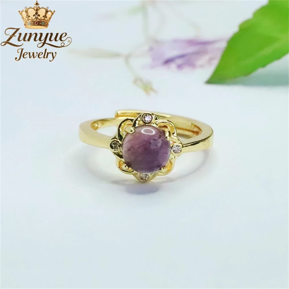 

High-End Natural Amethyst Petal Diamond Lucky Ring Luxury Quality Fashion Fine Jewelry Exquisite Elegant Popular Charms Young