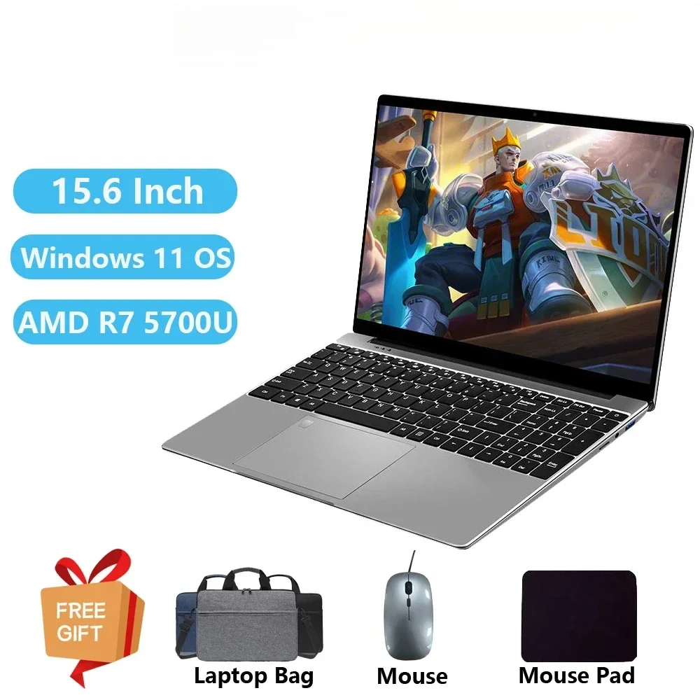 Ordenadores portátiles AMD Gaming Office Business, Notebook Win11, 2024 pulgadas, IPS, Ryzen7, 5700U, 8 núcleos, 32GB, DDR4, 2TB, PCIE, 15,6 mAh, 9000