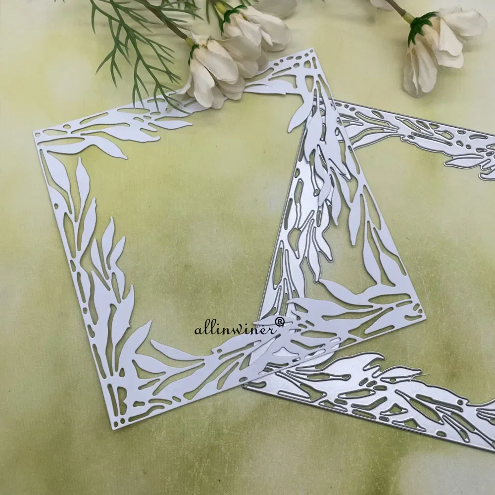 

Металлические вырубные формы для квадратных рамок с узором в виде листьев, трафареты для скрапбукинга, изготовления открыток и бумажных изделий своими руками